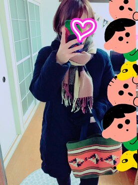 「NANO universe（ナノユニバース）のW発熱2WAYロングコート（その他アウター、ブルー系）」を使った、pichiさん（レディース）の冬コーディネート