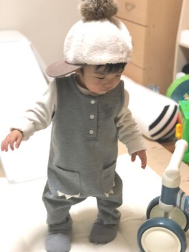 「apres les cours（アプレレクール）のアイテム（その他シューズ）」を使った、yumaさん（キッズ・70cm）の冬コーディネート