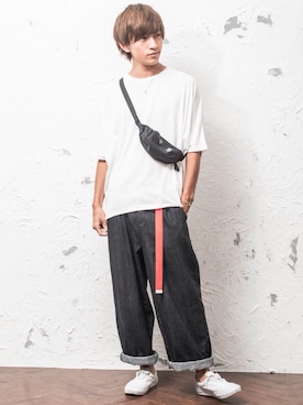 「アイテム（ボディバッグ/ウエストポーチ）」を使った、REONさん（メンズ・173cm）の夏コーディネート