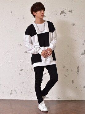 「MinoriTY（マイノリティ）のアイテム（スウェット）」を使った、REONさん（メンズ・173cm）の冬コーディネート