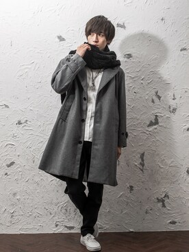 「MinoriTY（マイノリティ）のアイテム（チェスターコート）」を使った、REONさん（メンズ・173cm）の冬コーディネート