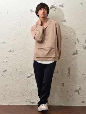 「ワイドシルエット」｜「アイテム（パンツ）」を使った、REONさん（メンズ・173cm）の春コーディネート