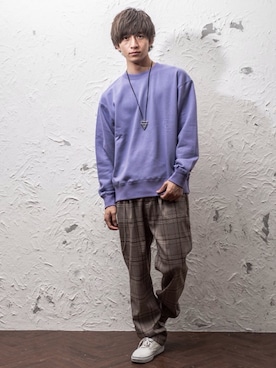 「MinoriTY（マイノリティ）のアイテム（スウェット）」を使った、REONさん（メンズ・173cm）の春コーディネート
