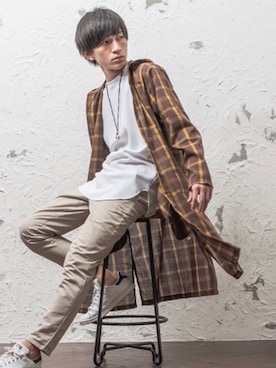 「ロングカーディガン」｜REONさん（メンズ・173cm）の春コーディネート