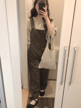 「Samansa Mos2 blue（サマンサモスモスブルー）のアイテム（オールインワン・サロペット）」を使った、ねむいさん（レディース・155cm）の秋コーディネート