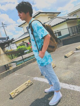 「BEN DAVIS（ベンデイビス）のアイテム（バックパック/リュック）」を使った、北斗の銀さん（メンズ・166cm）の夏コーディネート