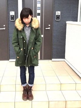 「mercibeaucoup,（メルシーボークー）のアイテム（モッズコート）」を使った、sakiʕ•ᴥ•ʔさん（レディース・161cm）の春コーディネート