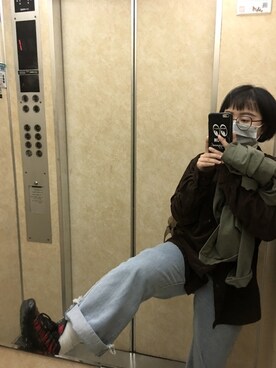 「REMIX（リミックス）のアイテム」を使った、俐本你生さん（レディース・153cm）の冬コーディネート