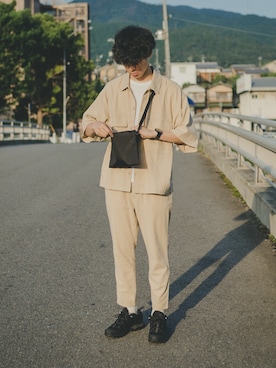 「UNIQLO（ユニクロ）のMEN ドライカラークルーネックT（半袖）（Tシャツ/カットソー）」を使った、三木 克海さん（メンズ・175cm）の夏コーディネート