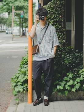 「JUNRED（ジュンレッド）の【AIR DRY/エアドライ】ワイドパンツ（その他パンツ）」を使った、三木 克海さん（メンズ・175cm）の夏コーディネート
