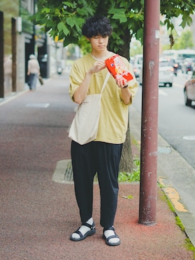 「Steven Alan（スティーブンアラン）のアイテム（バッグ）」を使った、三木 克海さん（メンズ・175cm）の夏コーディネート