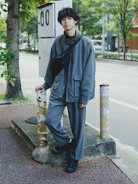 「CREARE -LINO-（クレアーレリノ）のアイテム（ブルゾン）」を使った、三木 克海さん（メンズ・175cm）の秋コーディネート