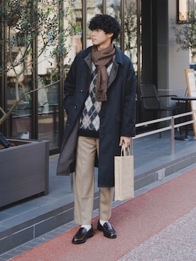 「BATONER（バトナー）のアイテム」を使った、三木 克海さん（メンズ・175cm）の冬コーディネート