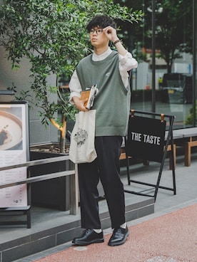 「CREARE -LINO-（クレアーレリノ）のアイテム（パンツ）」を使った、三木 克海さん（メンズ・175cm）の夏コーディネート