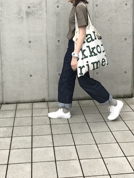 「URBAN RESEARCH DOORS（アーバンリサーチドアーズ）のデニムワイドパンツ（デニムパンツ）」を使った、mmmさん（レディース・158cm）の夏コーディネート