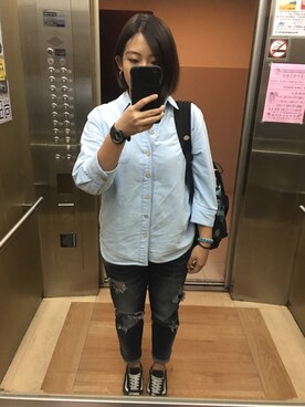 「Q&Q（キューアンドキュー）のアイテム」を使った、Shou Wei Zhangさん（レディース・158cm）の冬コーディネート