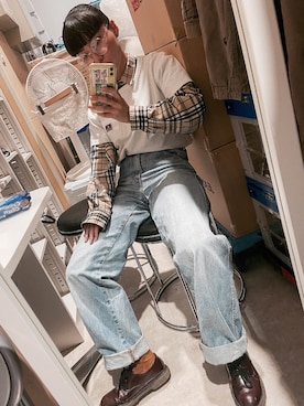「UNIQLO（ユニクロ）のアイテム（デニムパンツ、ブルー系）」を使った、AICANさん（レディース・160cm）の春コーディネート