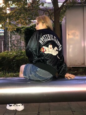 「バックプリント」｜「アイテム（スカジャン）」を使った、Kiminoさん（レディース・154cm）の秋コーディネート