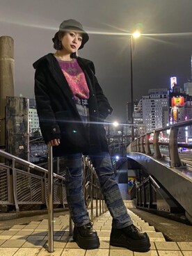 「ラフコーデ」｜「アイテム（ピーコート）」を使った、Kiminoさん（レディース・154cm）の秋コーディネート