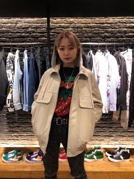 「パンクコーデ」｜「アイテム（ブルゾン）」を使った、Kiminoさん（レディース・154cm）の冬コーディネート