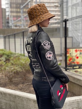 「パンクコーデ」｜「アイテム（ライダースジャケット）」を使った、Kiminoさん（レディース・154cm）の冬コーディネート