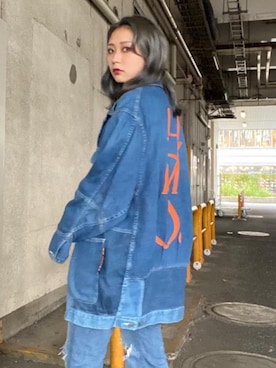 「70'sコーデ」｜「アイテム（デニムジャケット）」を使った、Kiminoさん（レディース・154cm）の秋コーディネート