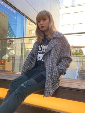 「70'sコーデ」｜「アイテム（その他アウター）」を使った、Kiminoさん（レディース・154cm）の冬コーディネート