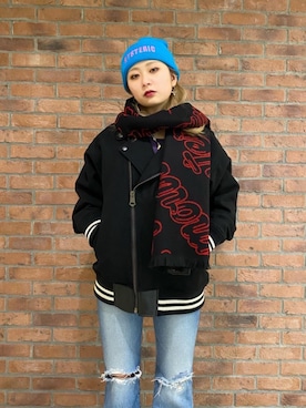 「ロックコーデ」｜「アイテム（財布/小物）」を使った、Kiminoさん（レディース・154cm）の冬コーディネート