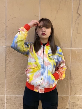 「ロックコーデ」｜「アイテム（ブルゾン）」を使った、Kiminoさん（レディース・154cm）の冬コーディネート