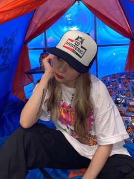「ロックコーデ」｜「アイテム（キャップ）」を使った、Kiminoさん（レディース・154cm）の夏コーディネート