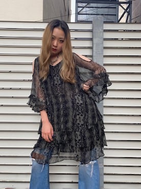 「ロックコーデ」｜「アイテム（ワンピース/ドレス）」を使った、Kiminoさん（レディース・154cm）の夏コーディネート