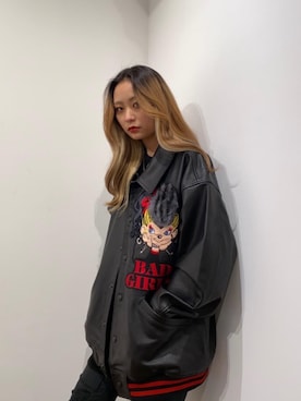 「90'sコーデ」｜「アイテム（スタジャン）」を使った、Kiminoさん（レディース・154cm）の秋コーディネート