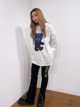 「ﾋﾞｯｸﾞｼﾙｴｯﾄ」｜「アイテム（スウェット）」を使った、Kiminoさん（レディース・154cm）の冬コーディネート