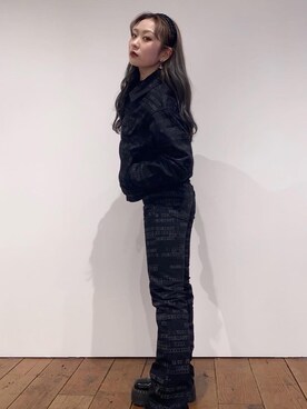 「ロックコーデ」｜「アイテム（デニムジャケット）」を使った、Kiminoさん（レディース・154cm）の冬コーディネート