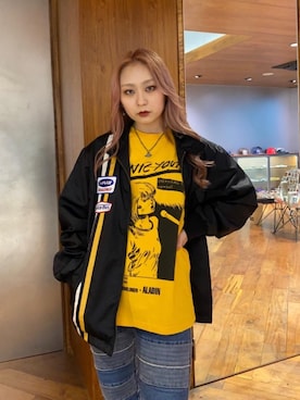 「90'sコーデ」｜「アイテム（ナイロンジャケット）」を使った、Kiminoさん（レディース・154cm）の春コーディネート