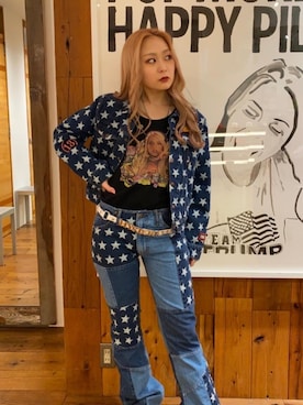 「70'sコーデ」｜「アイテム（デニムジャケット）」を使った、Kiminoさん（レディース・154cm）の春コーディネート