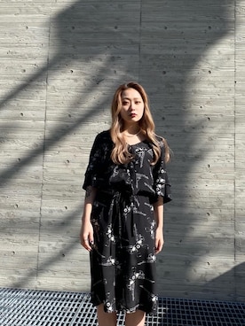 「ロックコーデ」｜「アイテム（ワンピース/ドレス）」を使った、Kiminoさん（レディース・154cm）の春コーディネート