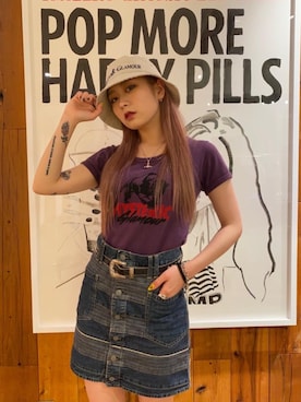 「ロックコーデ」｜「アイテム（帽子）」を使った、Kiminoさん（レディース・154cm）の夏コーディネート