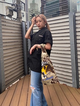「ﾋﾞｯｸﾞｼﾙｴｯﾄ」｜「アイテム（バッグ）」を使った、Kiminoさん（レディース・154cm）の夏コーディネート