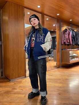 「でにむ」｜「アイテム（スタジャン）」を使った、Kiminoさん（レディース・154cm）の冬コーディネート