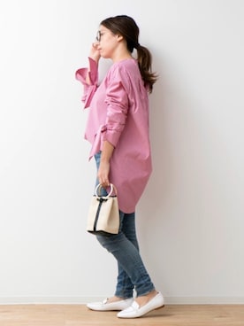 「Rouge vif（ルージュヴィフ）のアイテム」を使った、カーリーさん（レディース・149cm）の春コーディネート