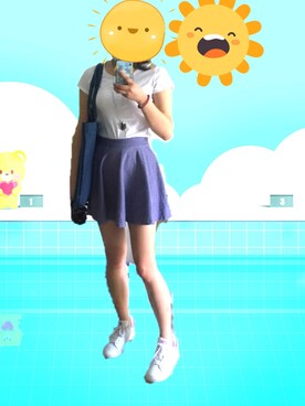 「cache cache（カシュ カシュ）のアイテム（スカート）」を使った、涩琪的小屋屋さん（レディース・159cm）の夏コーディネート