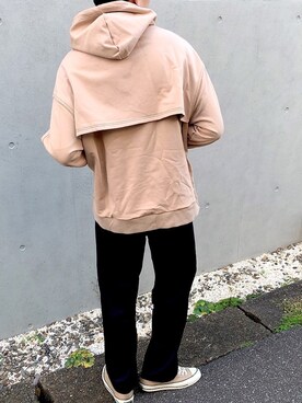 「INTER FACTORY（インターファクトリー）のWEARISTA Suzu × INTER FACTORY　ヨーク付きステッチパーカー（パーカー）」を使った、あべじゅんやさん（メンズ・182cm）の冬コーディネート