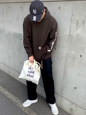 「order（オーダー）のアイテム（スラックス）」を使った、あべじゅんやさん（メンズ・182cm）の冬コーディネート