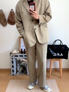 「INTER FACTORY（インターファクトリー）のアイテム（その他アウター）」を使った、あべじゅんやさん（メンズ・182cm）の春コーディネート