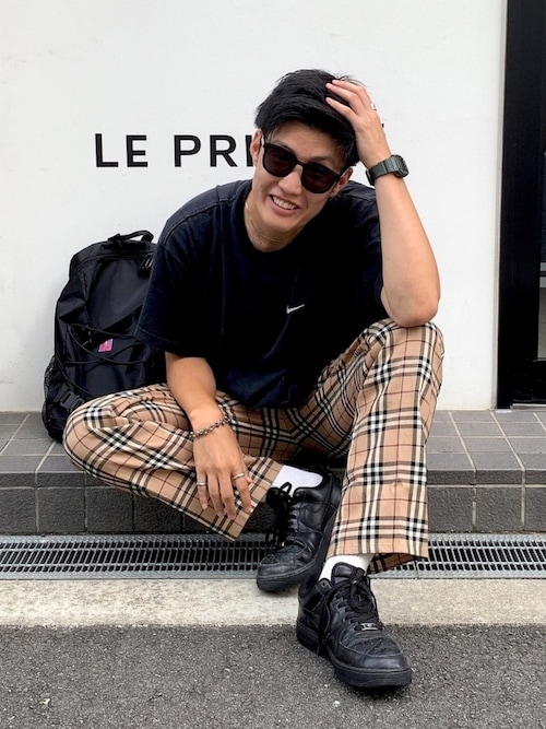 BURBERRY ベージュ カジュアルパンツ　ストレートパンツ　ワンポイントタグ ストレートパンツ（ネイビー） -WWSワークウェアスーツ公式