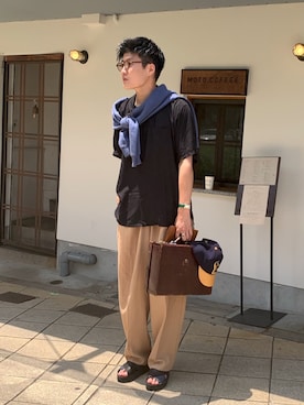 「LAD MUSICIAN（ラッドミュージシャン）のアイテム（サンダル）」を使った、あべじゅんやさん（メンズ・182cm）の夏コーディネート