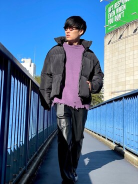 紫ニット のメンズ人気ファッションコーディネート Wear