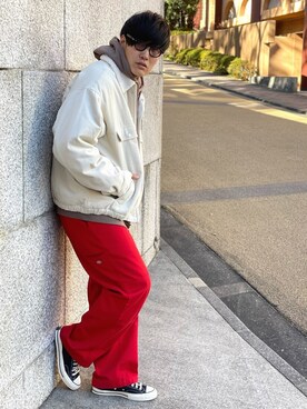 「BeAMS DOT（ビームスドット）のアイテム（ブルゾン）」を使った、あべじゅんやさん（メンズ・182cm）の冬コーディネート