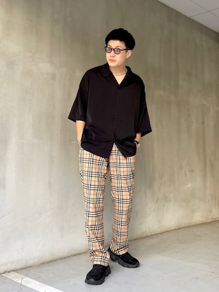 BURBERRY チェック柄 ワイドパンツ ベージュ BURBERRY（バーバリー）の「Burberry - Brown チェック柄